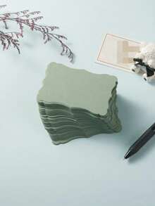 50/20pcs - Green Lace Wavy Handwritten Paper Information Card Blank, Mouse Tail Green Wavy Card, Suitable For DIY Gift Cards, Greeting Cards, Birthday Wishes, Message Cards, Sticky Notes, Greeting Card Envelopes, - Green Message Card - View 2