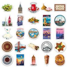 50pcs Cartoon Turkey Travel Diary Stickers, Exquisite National Outdoor Landscape Doodle Stickers, Waterproof, Suitable For Notebooks, Skateboards, Water Bottles, Bullet Journals, Computers, Diaries, Phones, Cars - Multicolor - View 4