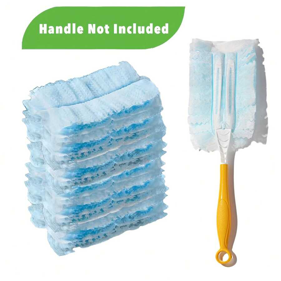 10pcs Duster Heads + 1 Yellow Handle, Disposable Electrostatic Dust Duster, Cleaning Tool For Home And Car, Chicken Feather Duster - Upgraded Version - View 1