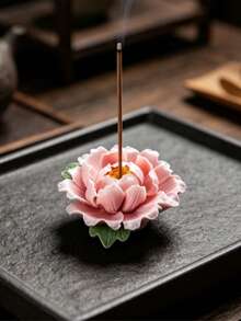 蓮花牡丹香座，禪意手工陶瓷裝飾品，居家辦公室茶桌裝飾，創意香氛禮物 - 均碼 - 查看 5