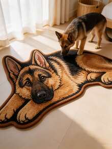 1 pieza Alfombra con diseño de cachorro de pastor alemán, alfombra de sala de estar, alfombra de área, alfombra de área de sala de estar, alfombra redonda, decoración del hogar, alfombra lavable, regalo de graduación - Pastor alemán - Ver 3