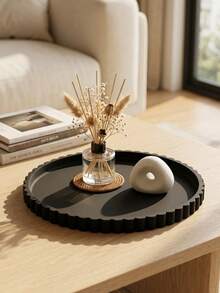 [US 2-7 Day Delivery] Luxury Decorative Tray With Wave Border Water-Resistant Perfume Organizer For Apartment Essential Retro Candle Holder Tray Ideal To Hold Espresso Cups Essential Oils Aromatherapy Pots Home Decor Vanity Trays - O-黑色 - 查看 13