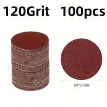 100片 2英吋氧化鋁砂紙 60-3000號，附電動旋轉工具安裝接頭，耐用居家拋光套組，適用於木工、金屬、汽車、家具、木工工具、汽車拋光、精密拋光 - 紅色 - 查看 20