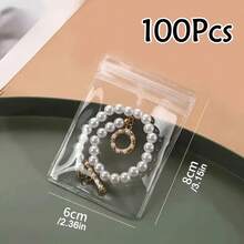 10/20/40/60入 3種尺寸加厚透明PVC珠寶袋，戒指耳環用透明塑膠珠寶收納袋，包裝與存放，防氧化拉鍊袋，送給女性/妻子的禮物，珠寶收納袋（透明，3種尺寸混裝） - 白色 - 查看 30