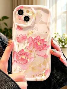 1個彩色蓮花圖案手機殼，相容於Honor、Apple系列、Galaxy S22/S22+/S22 Ultra/S23/S23+/S23 FE/S23 Ultra/S24/S24 Plus/S24 Ultra/A35/A05s/A15/A53/A54/A05/A51/A55/A56/A71/A72/A73/A33/A32/A14 - 粉色 - 查看 1