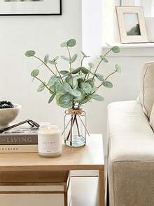 4Pcs Artificial Eucalyptus Stems, Lifelike Faux Greenery Plants For Home, Coffee Table, Office, Bathroom, Farmhouse, Wedding Centerpiece, Indoor And Outdoor Decor, Stylish Faux Plant Arrangement, Modern Home Decoration, Tabletop Display - Multicolor - View 6