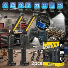 USB Rechargeable COB LED Work Light Foldable Magnetic Hook 3 Light Modes Dual Sided Portable Inspection Lamp For Car Repair Workshop Camping Emergency Popular Mechanic Tool Perfect Gift For DIYers Mechanics Outdoor Lovers - Black - View 12