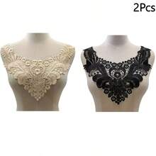 1Pc/2/3Pcs Elegant Water-Soluble Embroidery Lace Collar - Featuring Floral And Lace Patterns, Available In Black/White/Apricot, Suitable For Shirts And Jackets, Ideal For Sewing Projects - Multicolor - View 17