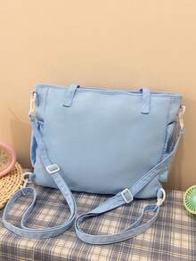 High-Quality Large Capacity Crossbody Bag, Student Messenger Bag For School, Daily Commute Shoulder Tote - Blue - View 6