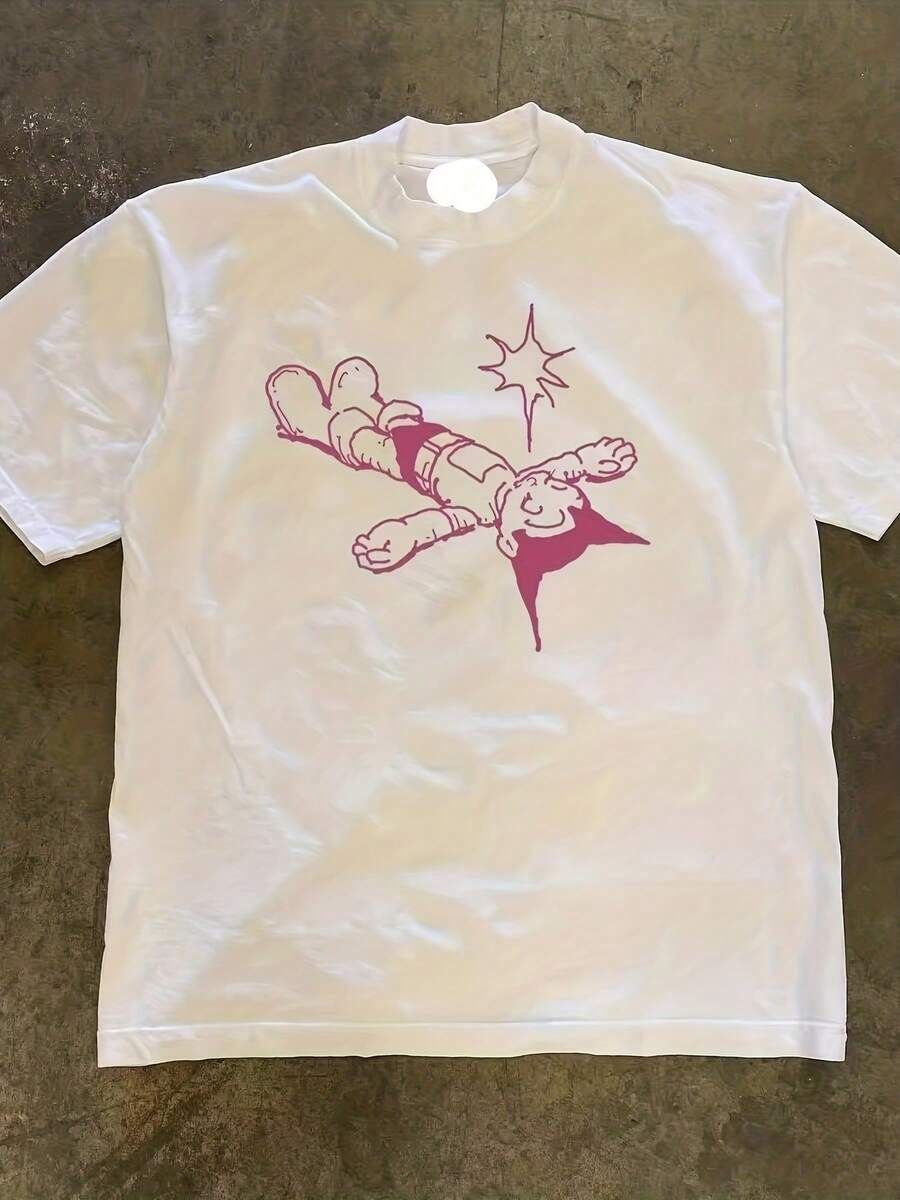 Cute Y2K Summer Top. 1 Pack. Cute Y2K Summer Top. 100% Cotton. New INS 2025 American Style Round Neck Short Sleeve T-Shirt For Men And Women, With . Perfect For Spring And Summer Casual Wear, Versatile With Multiple Color Options. New Style Of 2025, INS. Perfect For A Casual Look - 白色 - 查看 1