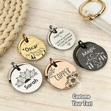 CFUNIQ 1pc Customized Round Dog Tag (With Small Ring), Dog ID Tag, Personalized Dog Name Tag, Cat Supplies, Engraved ID Tag, Silent Dog Tag, Stainless Steel Dog Tag, Customized Pet Name Tag, Pet Gift, Dog Birthday Gift, Gift For Dog Lovers, Durable, QR Code - Multicolor - View 6