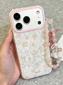 可愛蕾絲粉色花朵蝴蝶手機殼 適用於 iPhone 17 Pro Max 17 Pro 17 Air 17 16 15 14 13 12 11 Pro Max 軟膠防震保護套 - 蕾絲花朵 - 查看 5