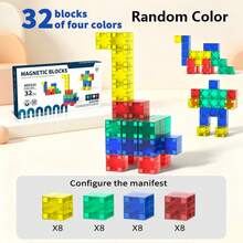 Magnetic Cube Building Blocks Colorful Multi-Color Children Preschool Montessori Sensory STEM Educational Toy DIY Creative Magnetic Construction Bricks Puzzle Game For Boys Girls 3+ Years Old Birthday Gift - Multicolor - View 11