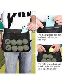 1 pieza Bolsa de cintura ajustable para pelotas de tenis, bolsa de cintura para pickleball/golf, bolsa de cintura multifuncional de malla, bolsa de transporte de accesorios deportivos, la bolsa de cintura puede contener 8-10 pelotas de tenis o pelotas de pickleball. Tenis, golf, bádminton. - Multicolor - Ver 7