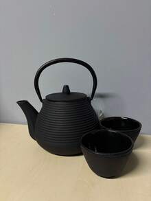 Żeliwny Dzbanek Do Herbaty Z Filtrem I Filiżankami, 1L - Black - View 7