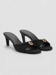 2026 Spring/Summer Fashion Versatile High Heel Sandals,Kitten Heels - Black - View 5