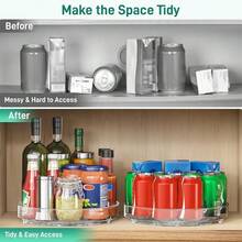 1/2pcs Slouchy Susan Turntable Organizer For Refrigerator, Rotating Spice Rack For Cabinet, Kitchen Countertop, Pantry, Fridge Organizer, Shelf Baskets. Anti-Slip 360° Rotating Tray For Kitchen Storage And Organization, Table Decor, Holiday Gift, Christmas Present - 23.5cm - View 5