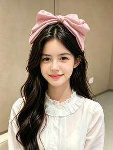 1pc Pink 3-Layer Bow Hair Clip, Cute Hair Accessory Suitable For Teens, Everyday Or Party Wear - Pink - View 3