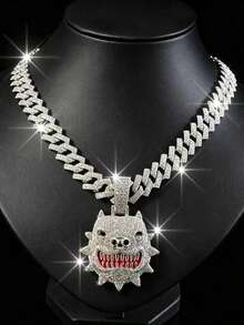 1pc Hip-Hop Style Full Rhinestone Drip Oil Bulldog Pendant, Personalized Cool Fashion Men's Accessory, Suitable For Daily Wear - Pit Bull Pendant Necklace - View 28