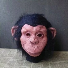 Rubber Black Furry Monkey Face Latex Ape Mask Gorilla Mask Funny Animal Full Face Head Cover Halloween Cosplay Prop, Christmas - Chimpanzees - View 2