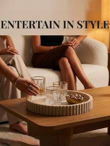 Decorative Tray - Living Room Coffee Table Tray - Round Home Decor Tray - Coffee Table Centerpiece Decoration - Modern Minimalist Centerpiece - A - View 4