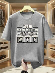 Camiseta de manga corta para hombre de talla,% algodón. Después del lunes y el martes, el calendario dirá. Camiseta de cuello redondo y manga corta. Camiseta cómoda y casual para el verano. - Blanco - Ver 4