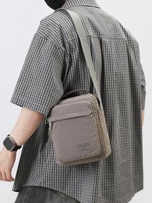 男士百搭郵差包,極簡商務通勤包,休閒戶外多隔層小肩背包,時尚 - 多色 - 查看 8