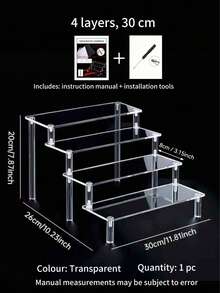 1pc 1-5 Tier Clear Acrylic Display Stand, Makeup Organizer, Perfume Acrylic Rack, Cupcake Stand, Suitable For Food, Dessert, Cosmetics Display, Supplier Products. Tabletop Transparent Acrylic Handmade Doll, Perfume, Cosmetics, Cake Accessories Multi-Function Storage Rack. - Clear - View 10