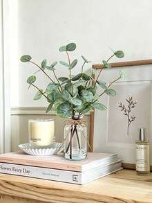 4Pcs Artificial Eucalyptus Stems, Lifelike Faux Greenery Plants For Home, Coffee Table, Office, Bathroom, Farmhouse, Wedding Centerpiece, Indoor And Outdoor Decor, Stylish Faux Plant Arrangement, Modern Home Decoration, Tabletop Display - Multicolor - View 9