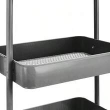 3-Tier Rolling Kitchen Cart White Rolling Utility Cart With Wheels Storage Organizer For Home Office - Charcoal - View 6