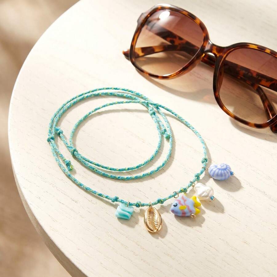 1pc Summer Sweet Ocean Vacation Style Colorful Ceramic Fish Adjustable Women's Necklace, Suitable For Street Photography, Travel, Vacation, Giant Tiger And Daily Wear - Color - View 1