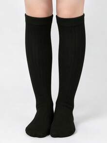 1 Pair Children's Drawstring Colorful Breathable All-Season Crew Socks - Black - View 1