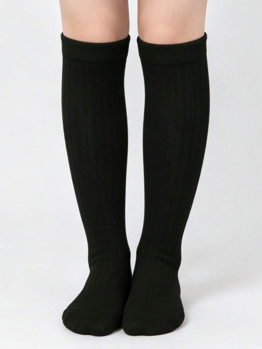 1 Pair Children's Drawstring Colorful Breathable All-Season Crew Socks - Black - View 1