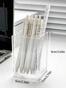 1pc Rhinestone Decorated Square Makeup Brush Holder, Large Capacity, Colorful Rhinestone Inlaid Surface, Luxurious Sparkling Style, Full Rhinestone Pattern, Square Column Shape, Neat Edge Details, Makeup Tool Container, Suitable For Bedroom Vanity, Makeup Room Tabletop And Other Scenes - Multicolor - View 11