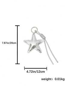 Women's Bag Charm, Fashionable Minimalist Elegant Personalized Silver Star Rope Knot Design - Silver - View 4
