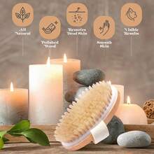 Bamboo Body Scrub Brush - Dry & Wet Use Exfoliating Massage Brush, Vegan Bristles Deep Cleansing Back & Cellulite Care - View 3