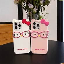 SANRIO Cartoon 3D Cute Glasses KT Cat Case For 16 Pro Max, 13, Apple 17, Silicone 15.Holiday Accessoriesphone Case 15 17 Case Cute Phone Case Squishy Phone Case Cute Phone Cases 17 Pro Max Case Novel Case Funny Phone Case Beach Clear Phone Case Case Travel Essential 16 Case Summer Phone Case Silicone Phone Case Kuromi Summer Phone Case 14 Plus Cases Travel Essential 13 Phone Cases Anime Phone Case Beach Clear Phone Case Fundas Yellow  Silicone Phone Case Valentine's Day Gift Giving Fundas Para Cheetah Print Funda Para 3d Phone Case - 白色 - 查看 7