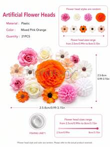 MEHELANY 120/21件裝懸掛花藤DIY窗簾材料，人造花吊飾裝飾，仿真花頭，適用於居家、婚禮、派對裝飾，漂浮花牆背景，生日、畢業房間禮物裝飾，秋季DIY派對拱門裝飾 - 彩色 - 查看 9
