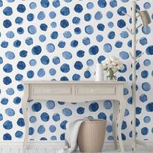 1 rollo de papel tapiz de vinilo con lunares azules, papel tapiz autoadhesivo removible adecuado para pared de fondo de sala de estar, estudio, dormitorio, baño y otros lugares, papel tapiz de decoración del hogar DIY 17.7inX39.3/118.1/196.8/393.7in - azul y blanco - Ver 13