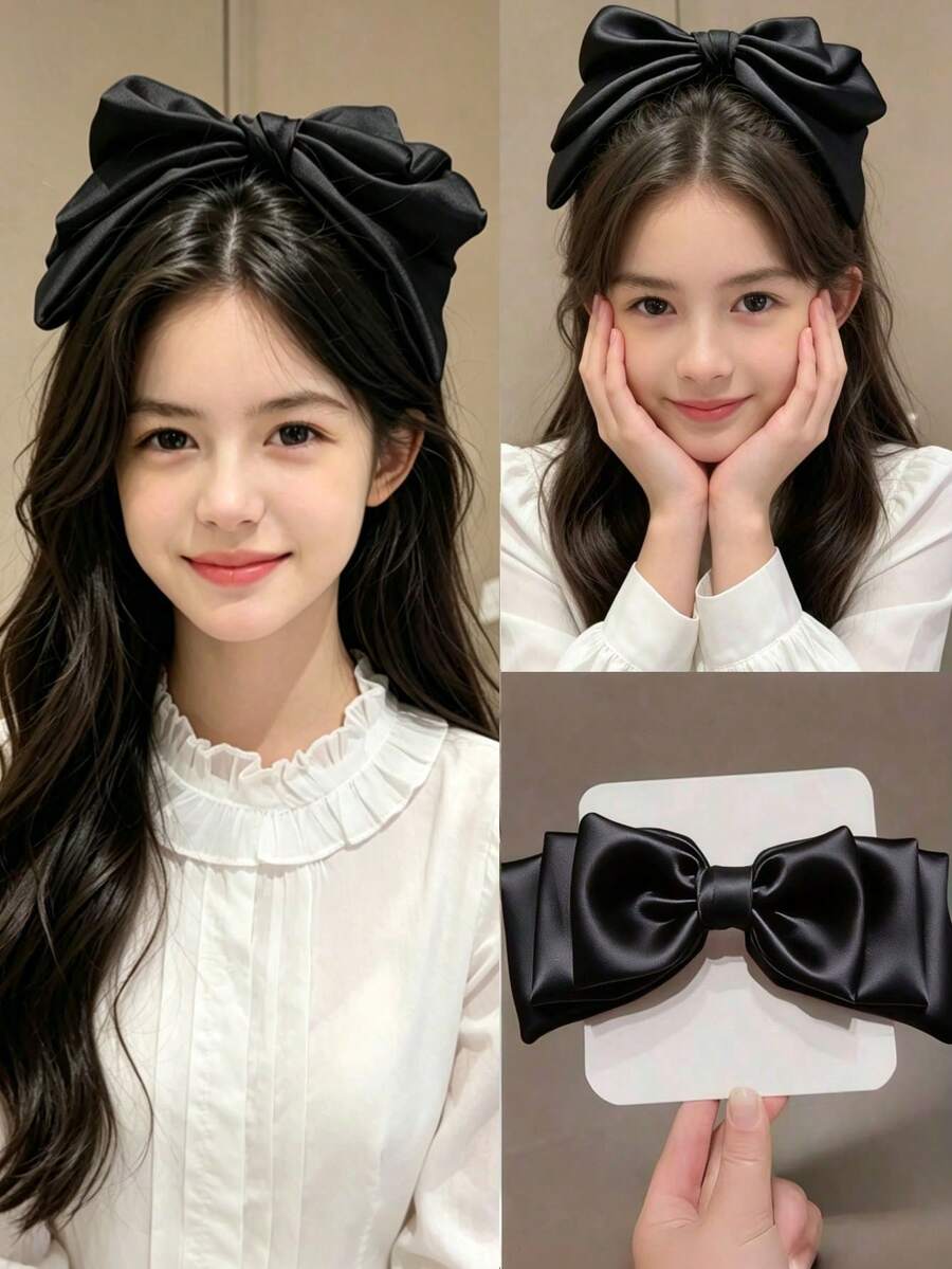 1pc Pink 3-Layer Bow Hair Accessory Cute Hair Clip Headband Hair Clip Suitable For Daily Wear Or Party