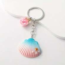1pc Gradient Shell Resin Keychain, Star & Pearl Decoration, Glass Ball Pendant, Bag Charm Accessory, Ideal Graduation & Holiday Gift - Multicolor - View 11