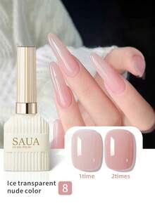 SAUA Nude Pink Gel Nail Polish, Translucent Gel Nail Polish 15ml, DIY Home Nail Salon High Saturation Gel Polish, Suitable For Women DIY Home Nail Salon - Multicolor - View 1