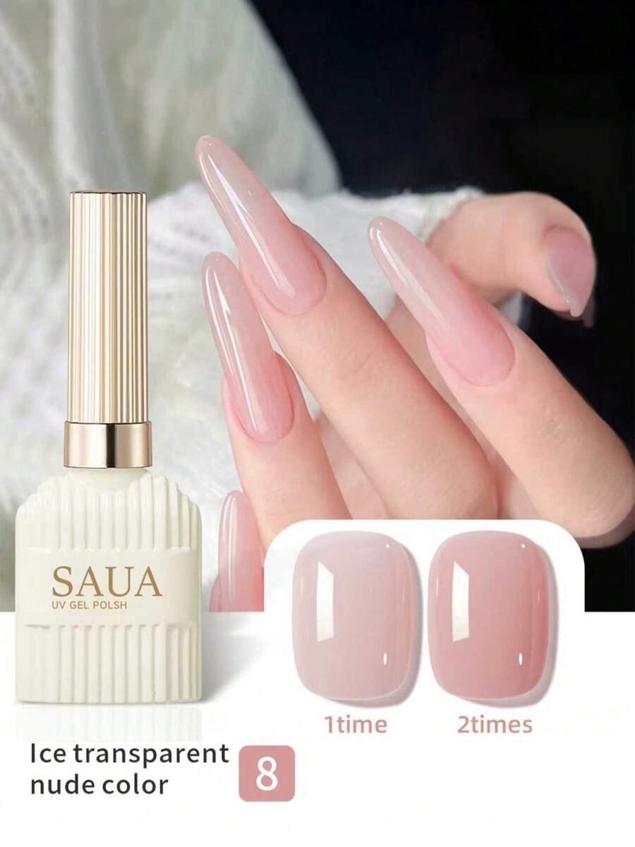 SAUA Nude Pink Gel Nail Polish, Translucent Gel Nail Polish 15ml, DIY Home Nail Salon High Saturation Gel Polish, Suitable For Women DIY Home Nail Salon - Multicolor - View 1