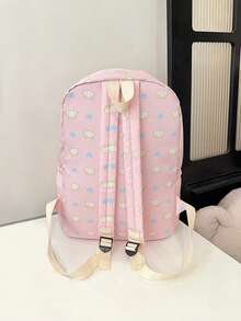 1pc Cute Cartoon Print Large Capacity College Style Backpack, Lightweight Nylon Bag, Multifunctional For Daily Use, Travel, Work And Casual Outings, Multi-Pocket Design For Easy Organization And Storage, Ideal Accessory For Teenagers - Multicolor - View 2