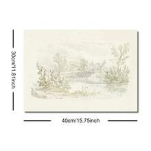 Bộ 1/2 tấm tranh in canvas phong cảnh đồng quê vintage mộc mạc có khung/không khung, hình cây cầu hồ trang trại phong cách Cottagecore, tranh treo tường trang trí hành lang lối vào, phòng khách, phòng ngủ, decor nhà hiện đại - A - Xem 11
