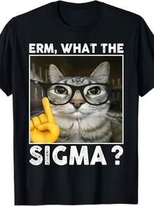 Katzen lernen, ein nachdenkliches kleines Tier, Herren-Freizeit-T-Shirt, "Liebe lernen Katze" mit Brille, Katzen lieben, lernen, exklusives Design - Schwarz - Übersicht 1