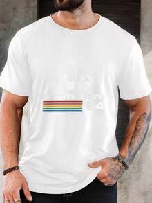Men's Pure Cotton Crew Neck Short-Sleeved T-Shirt Graphic Print Casual Summer Top 2026 New Arrival Loose Fit Daily Wear Fashionable Tees Ideal Christmas Gift For Him New Year Present European Holiday Gift Idea Comfortable Breathable Men's Apparel  Streetwear Style Easy To Match With Jeans Shorts Perfect For Vacation Outings - White - View 6