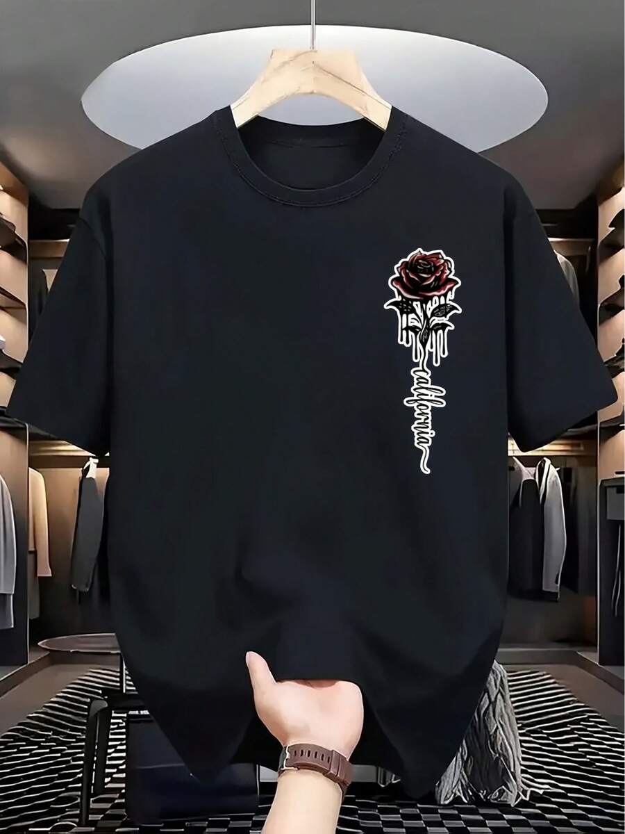 Camiseta estampada de moda para hombres - Negro - Ver 1