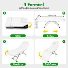 Mobile Massageliege, Massageliege Zusammenklappbar, Mobile Kosmetikliege, Klappbare Massageliegee, Beauty SPA Salon Massageliegee Für Fußmassage-Salons, Gesundheitssalons, Schönheitssalons. - Weiss - Übersicht 2