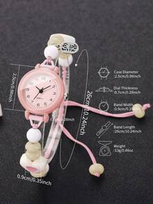 Women's Heart-Shaped Beaded Bracelet Quartz Watch, Exquisite Gift For Girlfriend (3pcs/Set), Watch Box Not Included - Multicolor - View 5